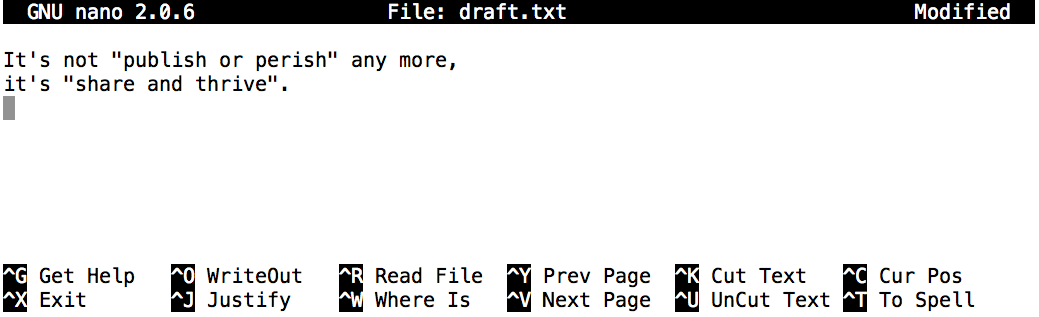 screenshot of nano text editor in action"